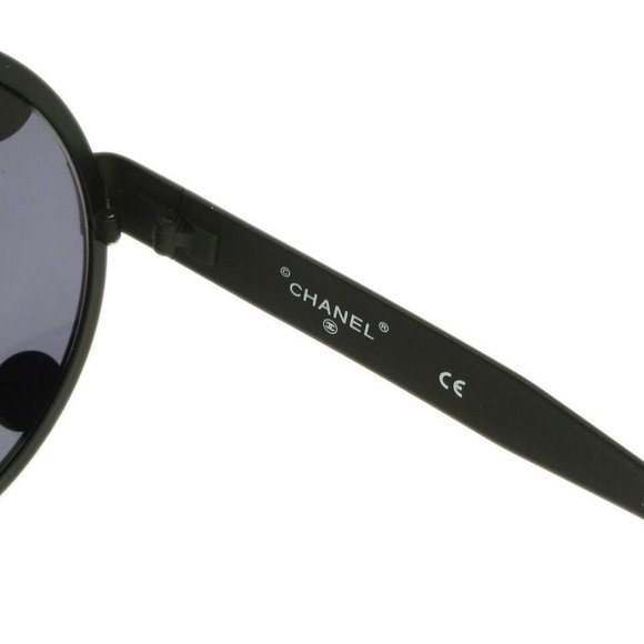 Chanel Round Sunglasses Eyewear Black Small Good 08841 90405 130963